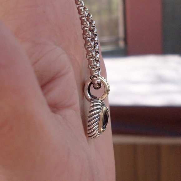 Retired David Yurman Albion Amethyst Enhancer Pendan w/Chain - 14K/925 - Picture 7 of 12